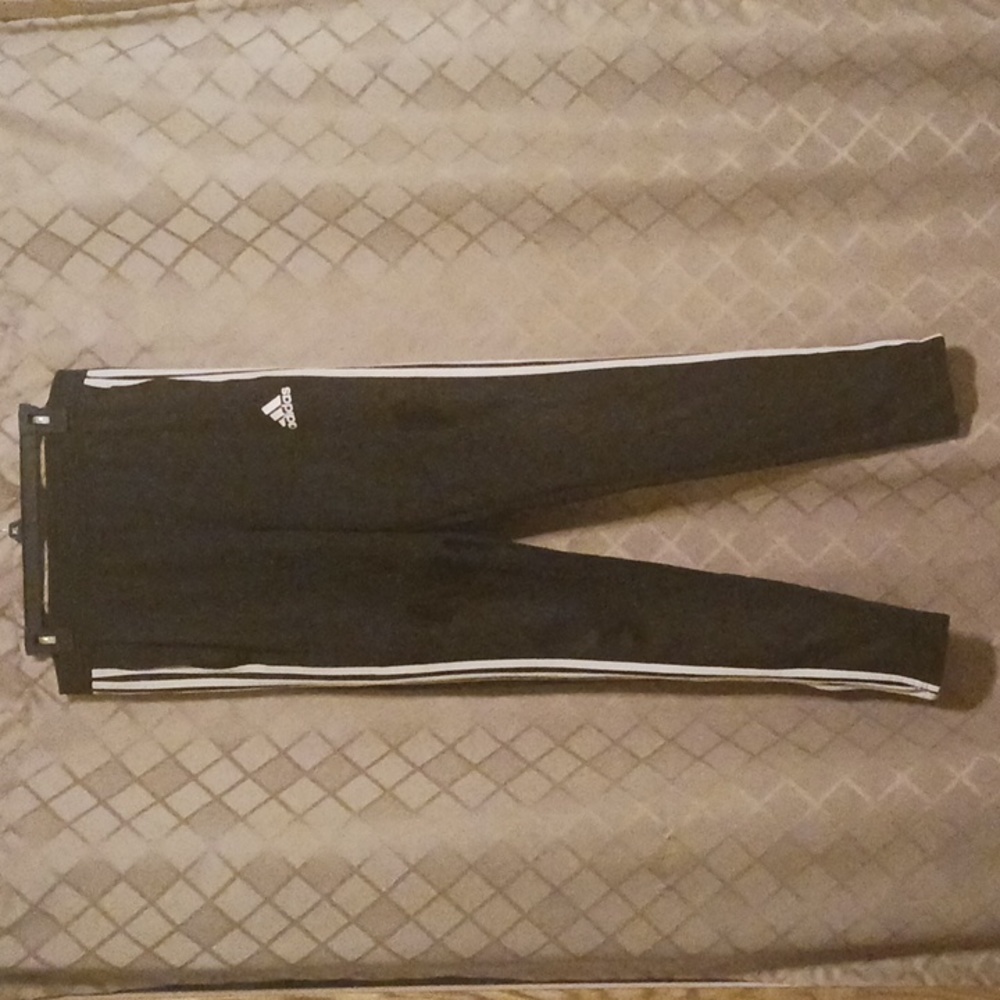 Adidas black white striped joggers